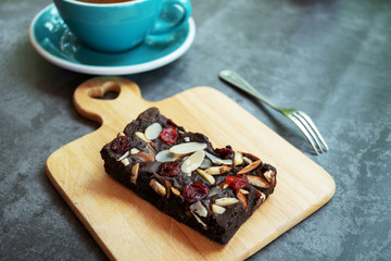 Brownie cake and coffee