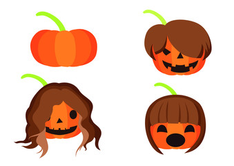Pumpkin hairstyle Halloween design on white background illustration vector