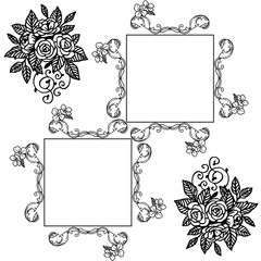 Cute leaves flower frame, style unique and elegant. Vector
