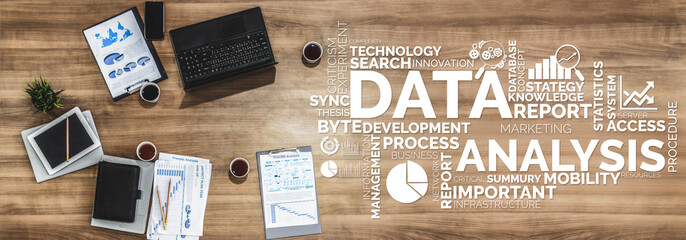 Data Analysis for Business and Finance Concept. Graphic interface showing future computer...
