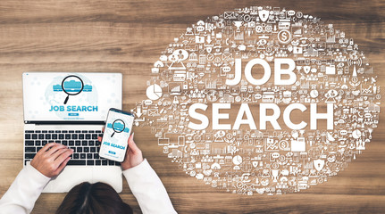 Human Resources Recruitment and People Networking Concept. Modern graphic interface showing...