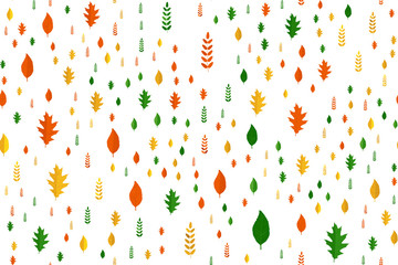 Seamless pattern with autumn foliage on a white background. Flat vector illustration EPS10.