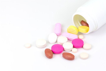 pills on white background