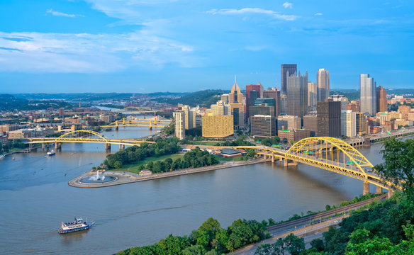 Cityscape Of Pittsburgh With Two Rivers