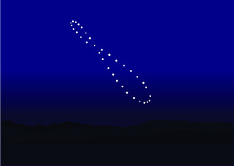 analema natural phenomenon in the sky on blue night background design illustration vector  © nantana