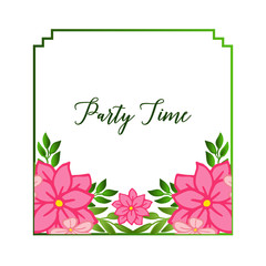 Beautiful pink wreath frame, for party time letter banner. Vector