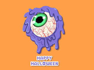 Happy Halloween. icon Creepy eye ball. Concept colorful cartoon vector design. white background vector illustration