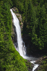 Fototapeta na wymiar Wallace Falls State Park Waterfall View from Hiking Trail