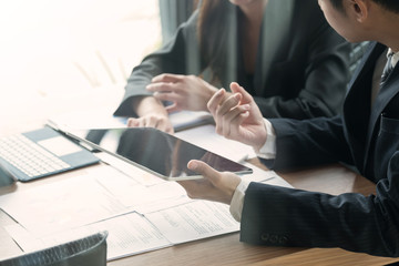 Business People Planning Strategy Analysis from financial document report, Office Concept