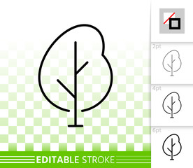 Geometric birch tree simple black line vector icon