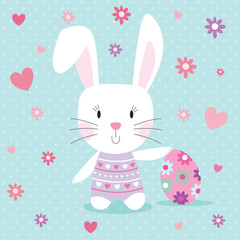 Easter card with cute rabbit and egg design