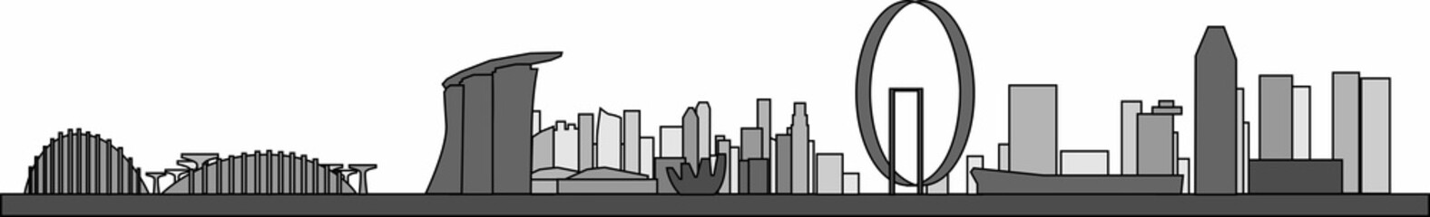 Simplicity outline Singapore business district skyline on white background. Vector illustration.