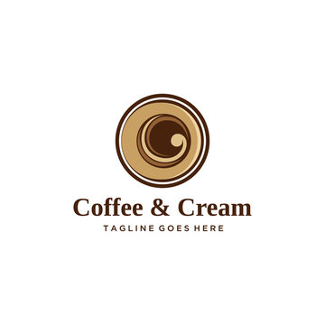 Illustration abstract Flow mix of coffee and cream seen from above logo design