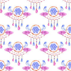 Watercolor succulents seamless pattern. Seamless texture hand painted boho vintage gardening background.