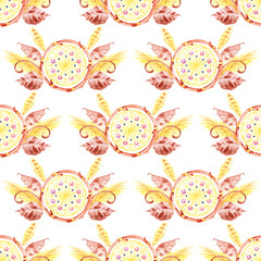 Pattern in boho style. Seamless texture hand drawn. Illustration for your design. Bright colors.