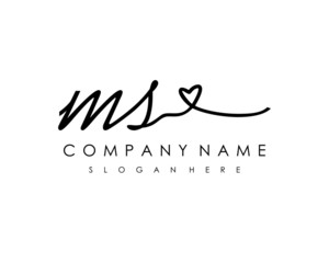 MS Initial handwriting logo vector