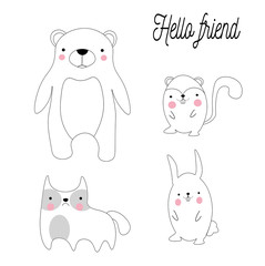 set of funny animals