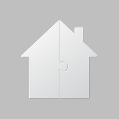House puzzle jigsaw pieces two option infographic