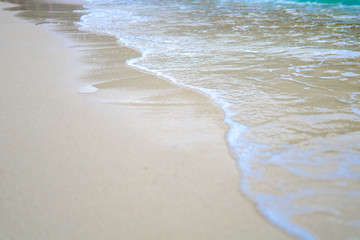 Soft wave on the clear beach in Thailand. Abstract of relax place and holiday.