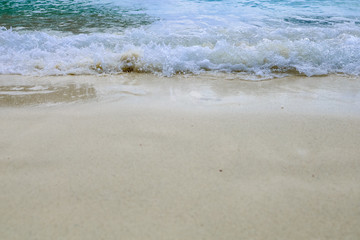 Soft wave on the clear beach in Thailand. Abstract of relax place and holiday.