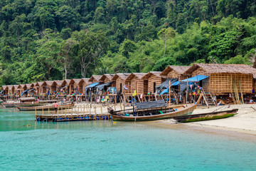 Naklejka premium Surin Islands, Phang Nga Province, Thailand. One of attraction tourist in Thailand with blue sea and local life.