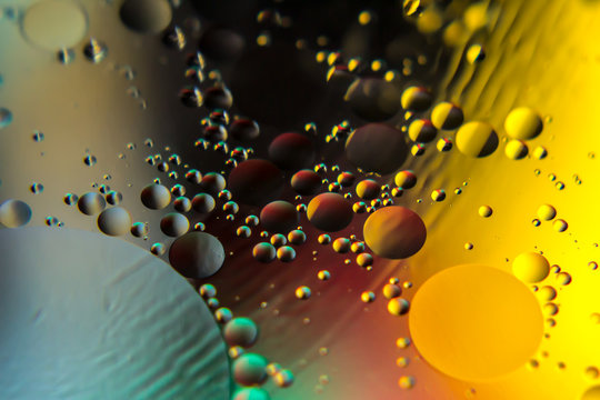 oil bubbles on a water surface with colorful abstract background