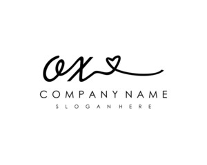 OX Initial handwriting logo vector