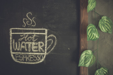 cup of coffee on chalkboard background
