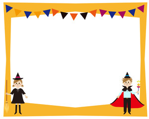 	ハロウィン　男の子　仮装　コスプレ　箒　女の子　帽子　魔法使い