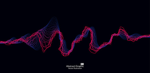 Abstract colorful wave lines on black background for elements in concept business presentation, Brochure, Flyer, Science, Technology. Vector illustration