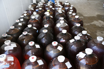 Large plastic bottles for beer or wine. Equipment for the brewing and wine industry.