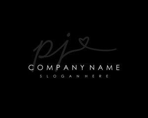  PJ Initial handwriting logo vector