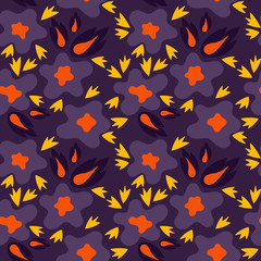 Floral seamless pattern. Vector textures. Autumn flowers , orange, purple, violet and yellow shades. Print flower color