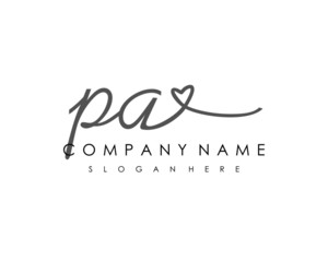  PA Initial handwriting logo vector