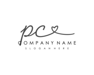 PC Initial handwriting logo vector