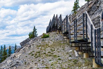 Boardwalk at the top of the sulphur mountain in banff