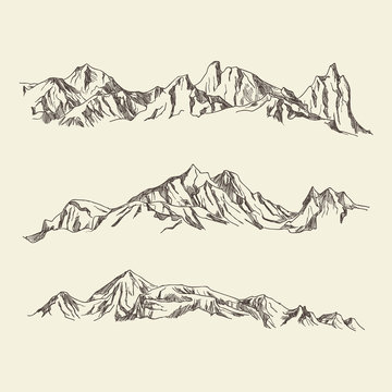 Vector Hand drawn illustration mountains