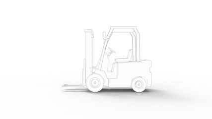 3d rendering of a fork lift loader isolated in white background