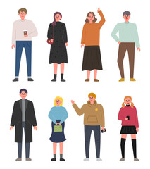 People characters in various fashion styles. flat design style minimal vector illustration.