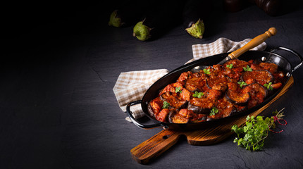 arni me melitzanes - stewed lamb with eggplant