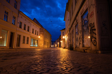 Lonely street at the blue hour