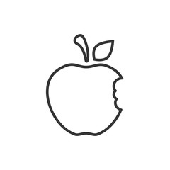 Apple bitten contour icon Vector isolated image