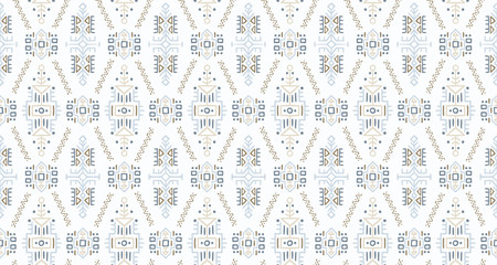 Vector Seamless Pattern in Ethnic Style. Trendy hand drawn boho tile. Creative tribal endless ornament, perfect for textile design, wrapping paper, wallpaper or site background.