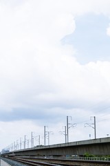 Beautiful sky and The old railway tracks at thailand