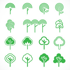 set of green tree symbol, vector illustration