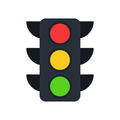 Traffic lifgt icon isolated on white background. Vector flat design