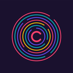 Creative connection icon logo design. Circular network data. Geometric structure dot and line connection. Vector illustration