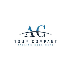 Initial letter AC, overlapping movement swoosh horizon logo company design inspiration in blue and gray color vector