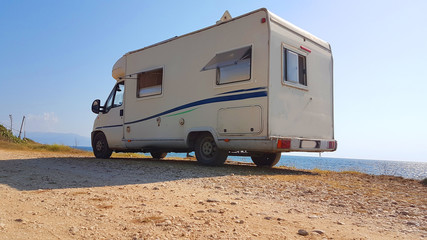 caravan car by the sea holidays in summer