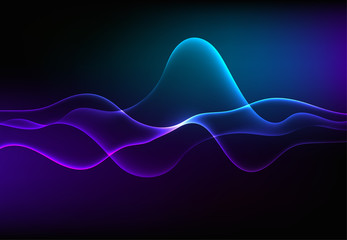 Modern speaking sound waves oscillating dark blue light, Abstract technology background. Vector illustration